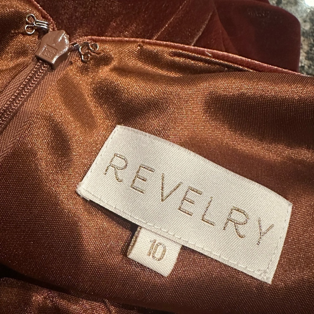Revelry gween velvet terracotta Rust Maxi Dress size 10 - Picture 12 of 14